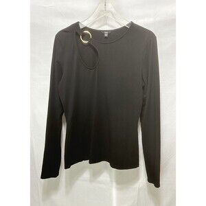 Guess Womens XL Black‎ Long sleeve Fitted Top